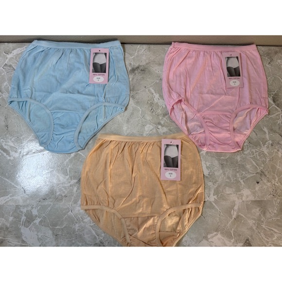 Womens 100% Cotton Vintage Panties Underwear Full Coverage Size 5 Pack of 3 - Picture 1 of 6